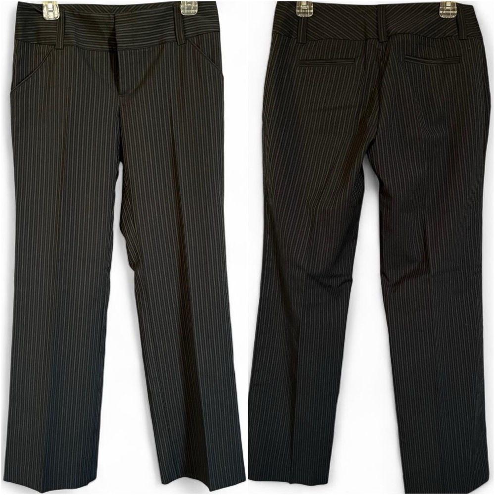 DAISY FUENTES dark and light pinstripe Straight Leg Trousers Wide Waistband